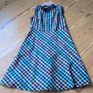 Talbots Navy Blue Check Dress
